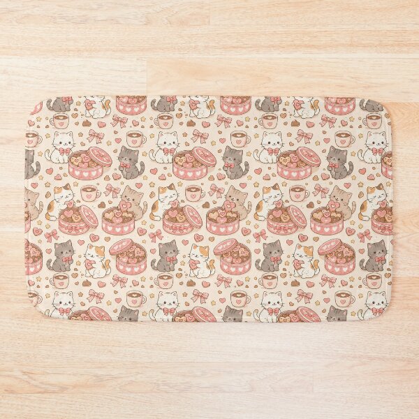 Item preview, Cozy Cat Love Cookie Tin Kawaii Pattern designed and sold by Soft Berry Studio.