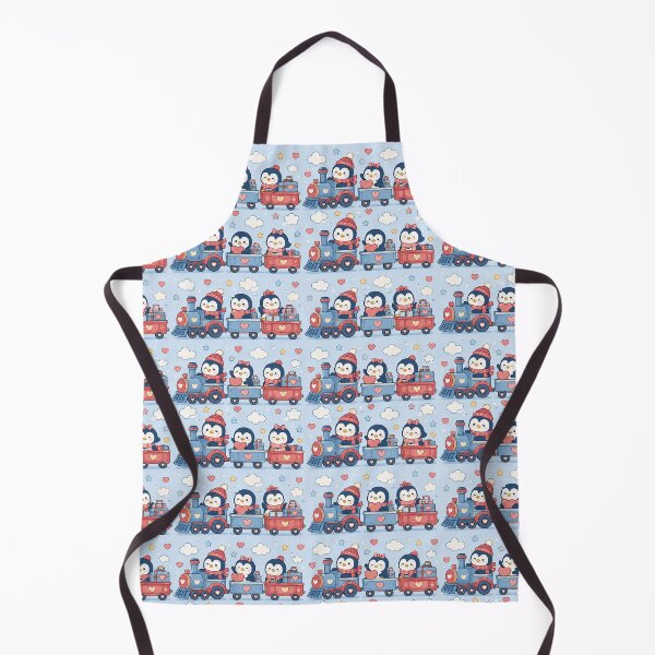 Item preview, Penguin Heart Train Kawaii Pattern designed and sold by Soft Berry Studio.