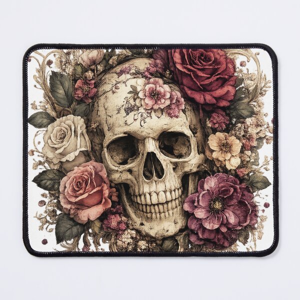 Item preview, Vintage Floral Skull – Gothic Botanical Skull with Roses and Flowers designed and sold by SP319.