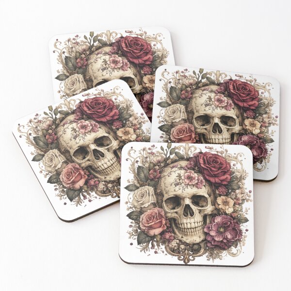 Item preview, Vintage Floral Skull – Gothic Botanical Skull with Roses and Flowers designed and sold by SP319.
