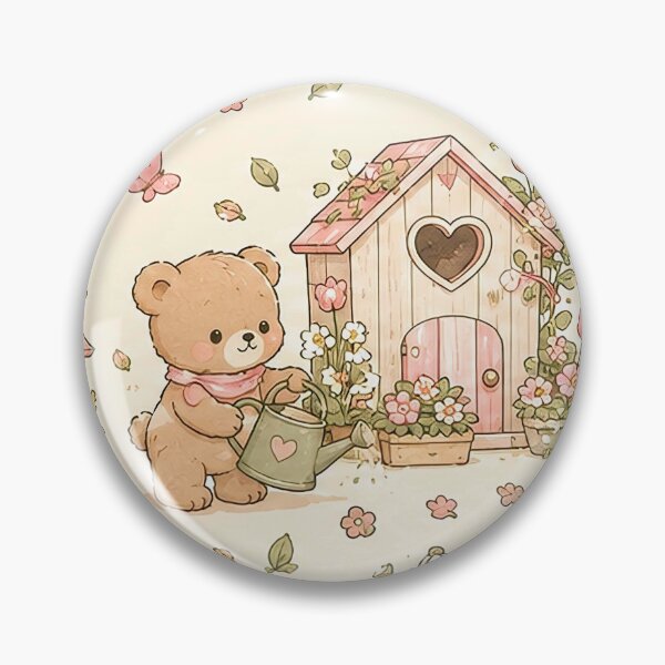 Item preview, Teddy Bear Heart Garden Shed Kawaii Pattern designed and sold by Soft Berry Studio.