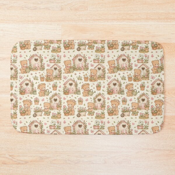Item preview, Teddy Bear Heart Garden Shed Kawaii Pattern designed and sold by Soft Berry Studio.