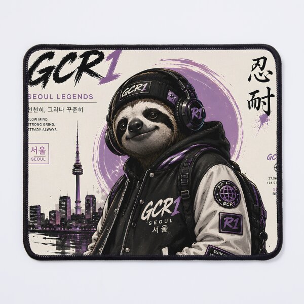Item preview, GCR1 Seoul Legends Sloth Purple Urban Anime Mascot Graphic designed and sold by GCR1.
