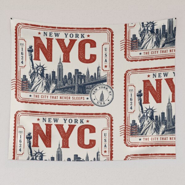 Item preview, NYC Vintage Travel Stamp | New York City Passport Style Design | Statue of Liberty Travel Sticker designed and sold by TulipsArtDesigns .