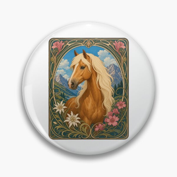 Item preview, Elegant Horse Art Nouveau Alpine Flowers Design designed and sold by AntiqueImages.