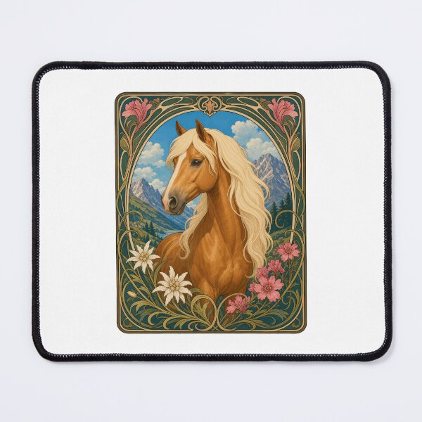 Item preview, Elegant Horse Art Nouveau Alpine Flowers Design designed and sold by AntiqueImages.