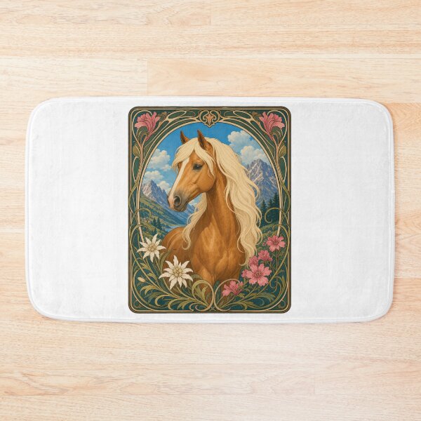 Item preview, Elegant Horse Art Nouveau Alpine Flowers Design designed and sold by AntiqueImages.