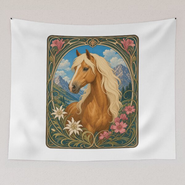 Item preview, Elegant Horse Art Nouveau Alpine Flowers Design designed and sold by AntiqueImages.