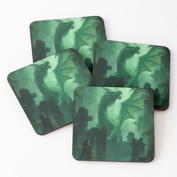 Item preview, Green Forest Dragon Among Ancient Trees Fantasy designed and sold by StudioForge.