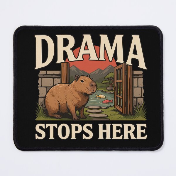 Item preview, Drama Stops Here Capybara – Vintage Stoic Zen Design designed and sold by No Excuses Supply.