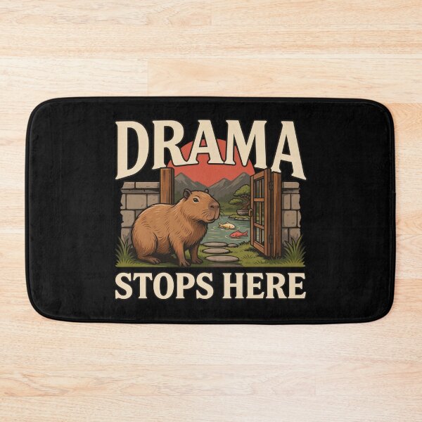 Item preview, Drama Stops Here Capybara – Vintage Stoic Zen Design designed and sold by No Excuses Supply.