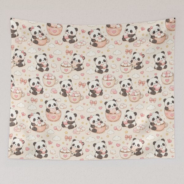 Artikelvorschau, Panda-Liebes-Marshmallow-Kawaii-Muster entworfen und verkauft von Soft Berry Studio.