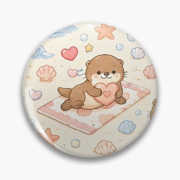 Item preview, Otter Heart Beach Towel Kawaii Pattern designed and sold by Soft Berry Studio.