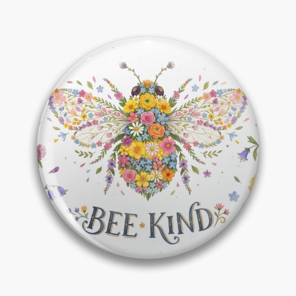 Item preview, Bee Kind Floral Bee Watercolor Wildflower Illustration designed and sold by katiecorners.