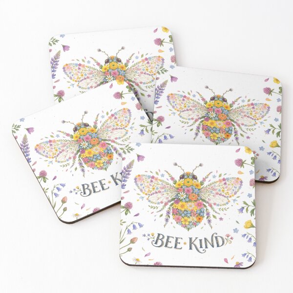 Item preview, Bee Kind Floral Bee Watercolor Wildflower Illustration designed and sold by katiecorners.