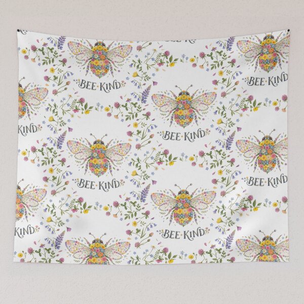 Item preview, Bee Kind Floral Bee Watercolor Wildflower Illustration designed and sold by katiecorners.
