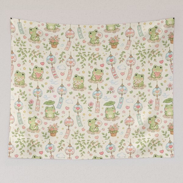 Item preview, Frog Love Wind Chime Kawaii Pattern designed and sold by Soft Berry Studio.