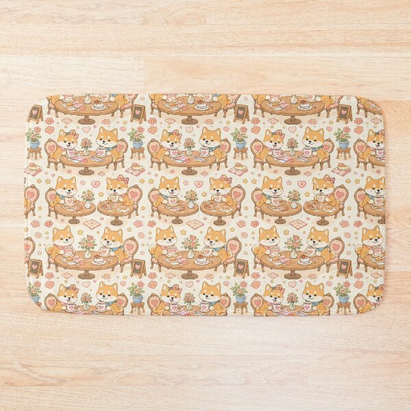 Item preview, Shiba Inu Heart Cafe Kawaii Pattern designed and sold by Soft Berry Studio.