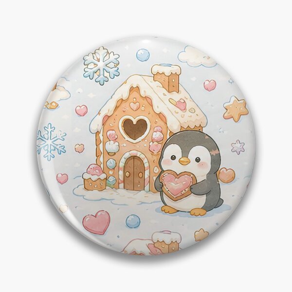 Item preview, Penguin Love Cookie House Kawaii Pattern designed and sold by Soft Berry Studio.