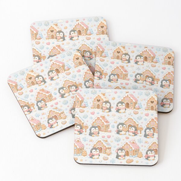Item preview, Penguin Love Cookie House Kawaii Pattern designed and sold by Soft Berry Studio.