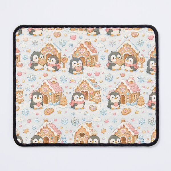 Item preview, Penguin Love Cookie House Kawaii Pattern designed and sold by Soft Berry Studio.