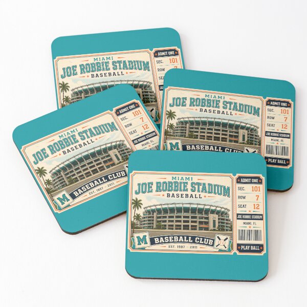 Item preview, Miami Joe Robbie Stadium Vintage Ticket Poster Retro Baseball Stadium Art Throwback Miami Baseball Club designed and sold by GhostDawgs.