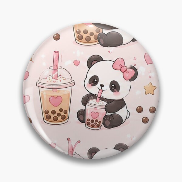 Item preview, Panda Heart Bubble Tea Kawaii Pattern designed and sold by Soft Berry Studio.