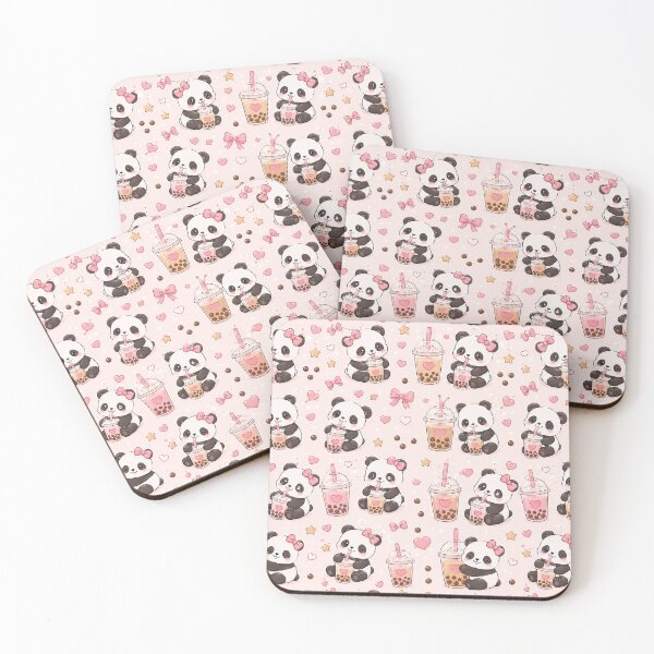 Item preview, Panda Heart Bubble Tea Kawaii Pattern designed and sold by Soft Berry Studio.