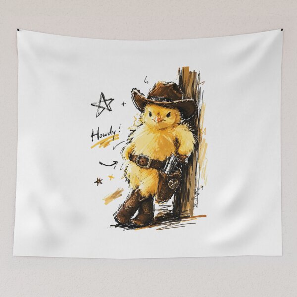 Item preview, Howdy! Cute Cowboy Chick with Pistol – Funny Hand-Drawn Art designed and sold by RamyGallery.