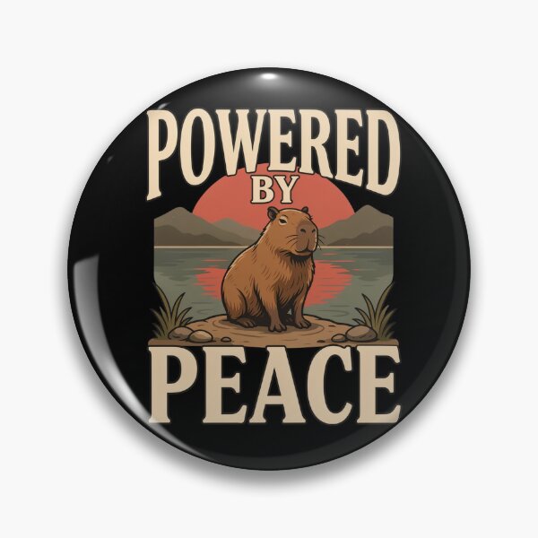 Item preview, Powered by Peace Capybara – Vintage Stoic Zen Design designed and sold by No Excuses Supply.