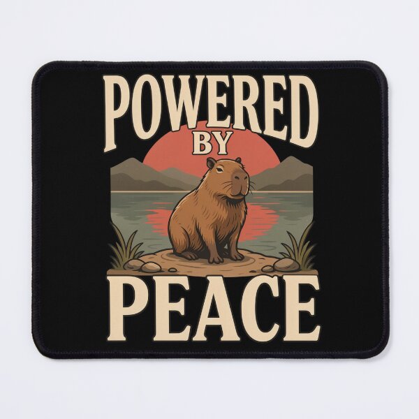 Item preview, Powered by Peace Capybara – Vintage Stoic Zen Design designed and sold by No Excuses Supply.