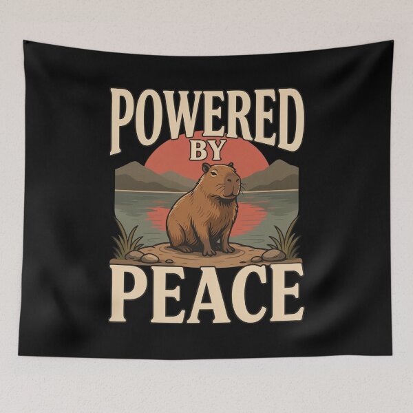 Item preview, Powered by Peace Capybara – Vintage Stoic Zen Design designed and sold by No Excuses Supply.