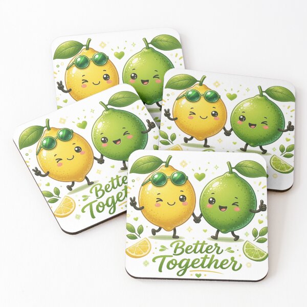 Item preview, "Better Together Lemon and Lime Cute Cartoon Friends" designed and sold by katiecorners.