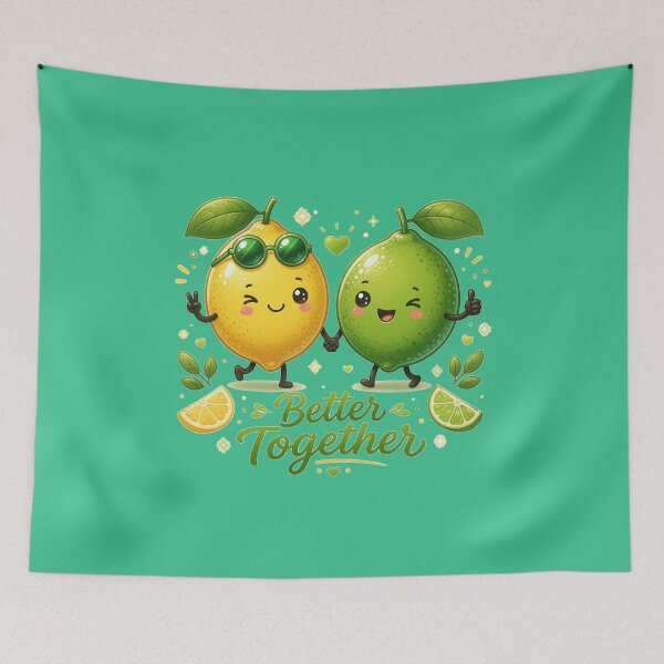 Item preview, "Better Together Lemon and Lime Cute Cartoon Friends" designed and sold by katiecorners.