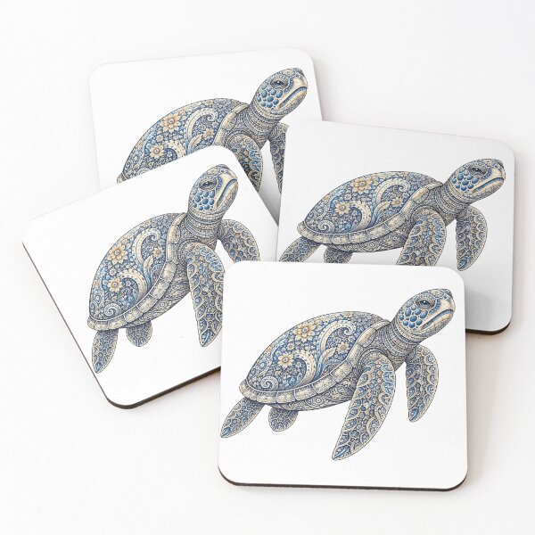 Item preview, Elegant Sea Turtle Swimming | Ocean Floral Art designed and sold by Zaru Art Studio.