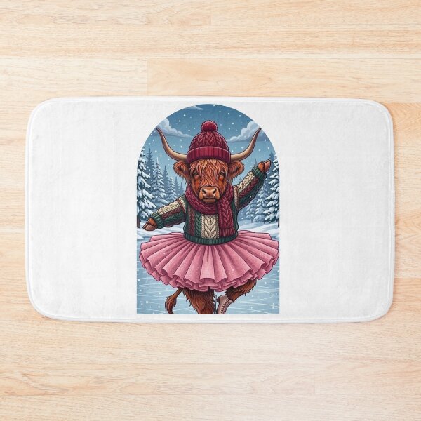 Item preview, Ice Skating Highland Cow - Pink Tutu Winter Figure Skating Funny Christmas designed and sold by Neurospicy Trolls.