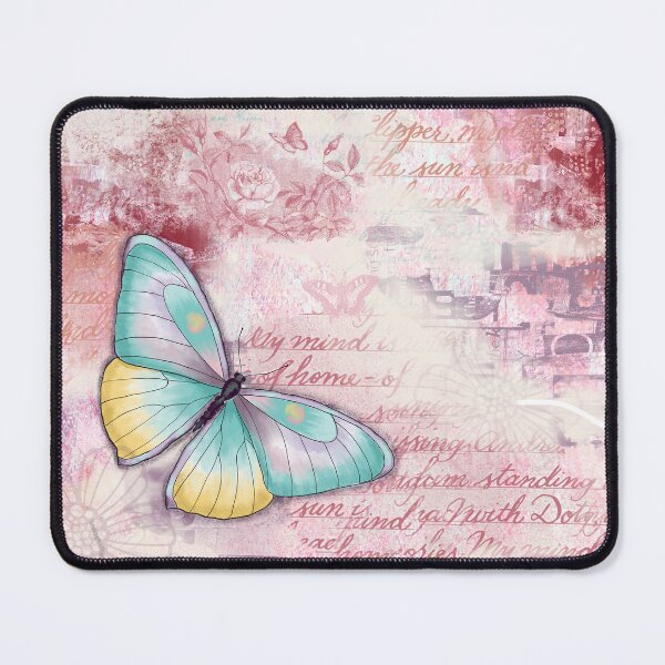 Item preview, Dreamy Butterfly Mixed Media Art with Vintage Floral Background designed and sold by Christine Clayton.