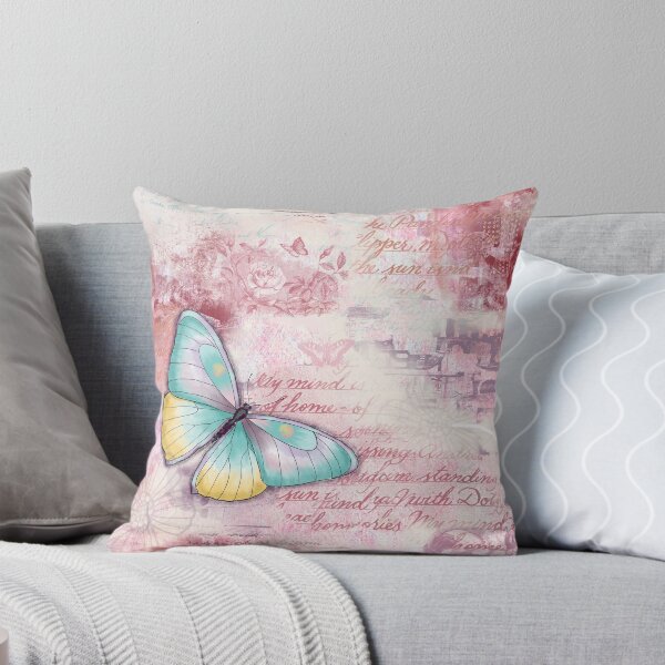 Item preview, Dreamy Butterfly Mixed Media Art with Vintage Floral Background designed and sold by Christine Clayton.