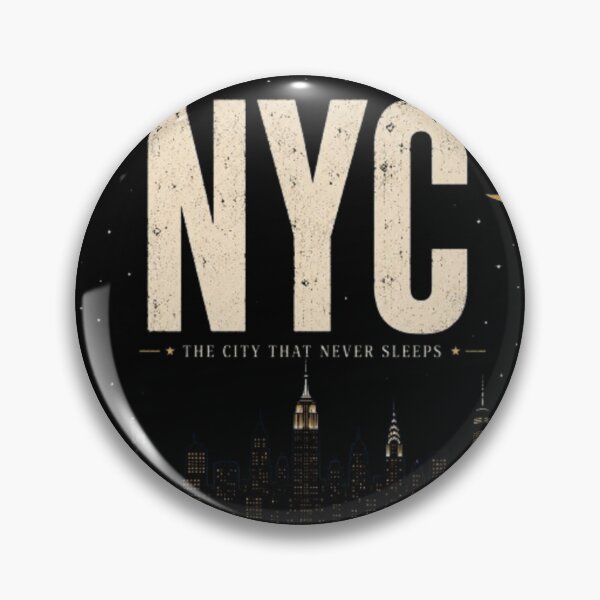 Item preview, NYC After Dark Skyline | New York City Vintage Night Skyline | City That Never Sleeps Sticker & T-Shirt designed and sold by TulipsArtDesigns .