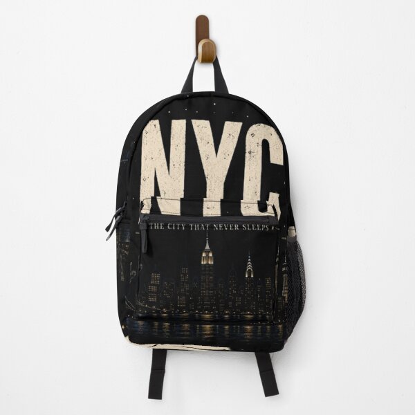 Item preview, NYC After Dark Skyline | New York City Vintage Night Skyline | City That Never Sleeps Sticker & T-Shirt designed and sold by TulipsArtDesigns .