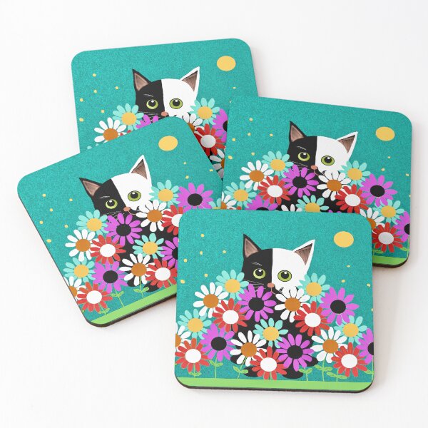 Item preview, Cat Behind Colorful Blooms designed and sold by Elaine M Hayward .