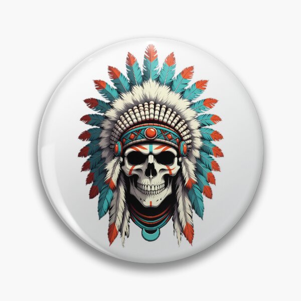 Item preview, Calavera con tocado de plumas de guerra designed and sold by Linework Studio.