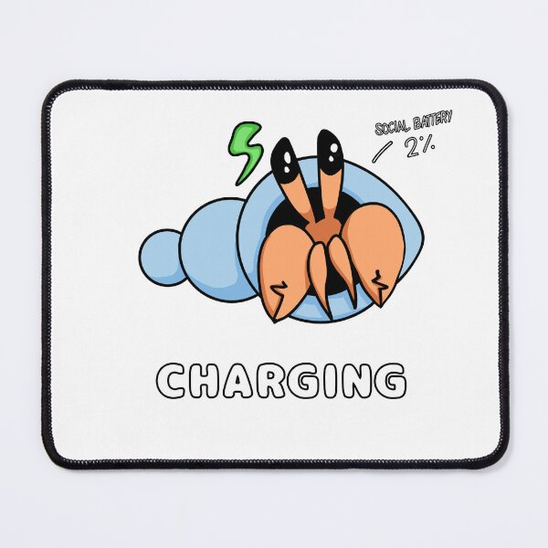 Item preview, Cute Introvert Hermit Crab Social Battery Charging designed and sold by xhenze.