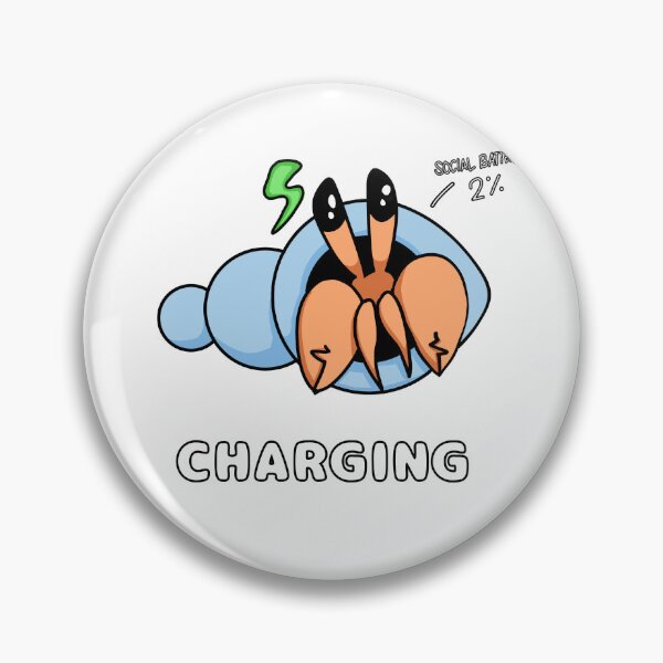 Item preview, Cute Introvert Hermit Crab Social Battery Charging designed and sold by xhenze.