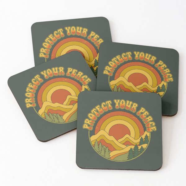 Item preview, Protect Your Peace Groovy Retro Mountain Nature Aesthetic designed and sold by AkDesign022.