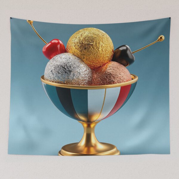 Item preview, Golden Ice Cream Sundae with Gold Silver and Bronze Scoops designed and sold by WordPlayStudio.
