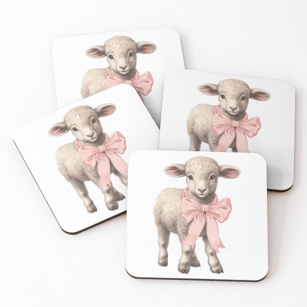 Item preview, Cute Baby Lamb with Pink Bow designed and sold by sunnivamla.