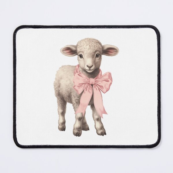 Item preview, Cute Baby Lamb with Pink Bow designed and sold by sunnivamla.