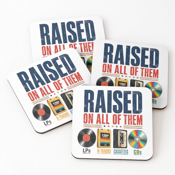 Item preview, Raised On All Of Them Retro Music Formats Vintage Vinyl Cassette CD Music Lover Nostalgia Design designed and sold by Maniutek.