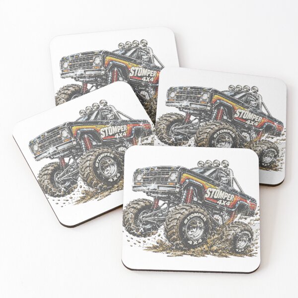 Item preview, Stomper 4X4 Monster Truck T-Shirt Custom Retro Stripes, Racing Graphic. designed and sold by BlueLineLAX.